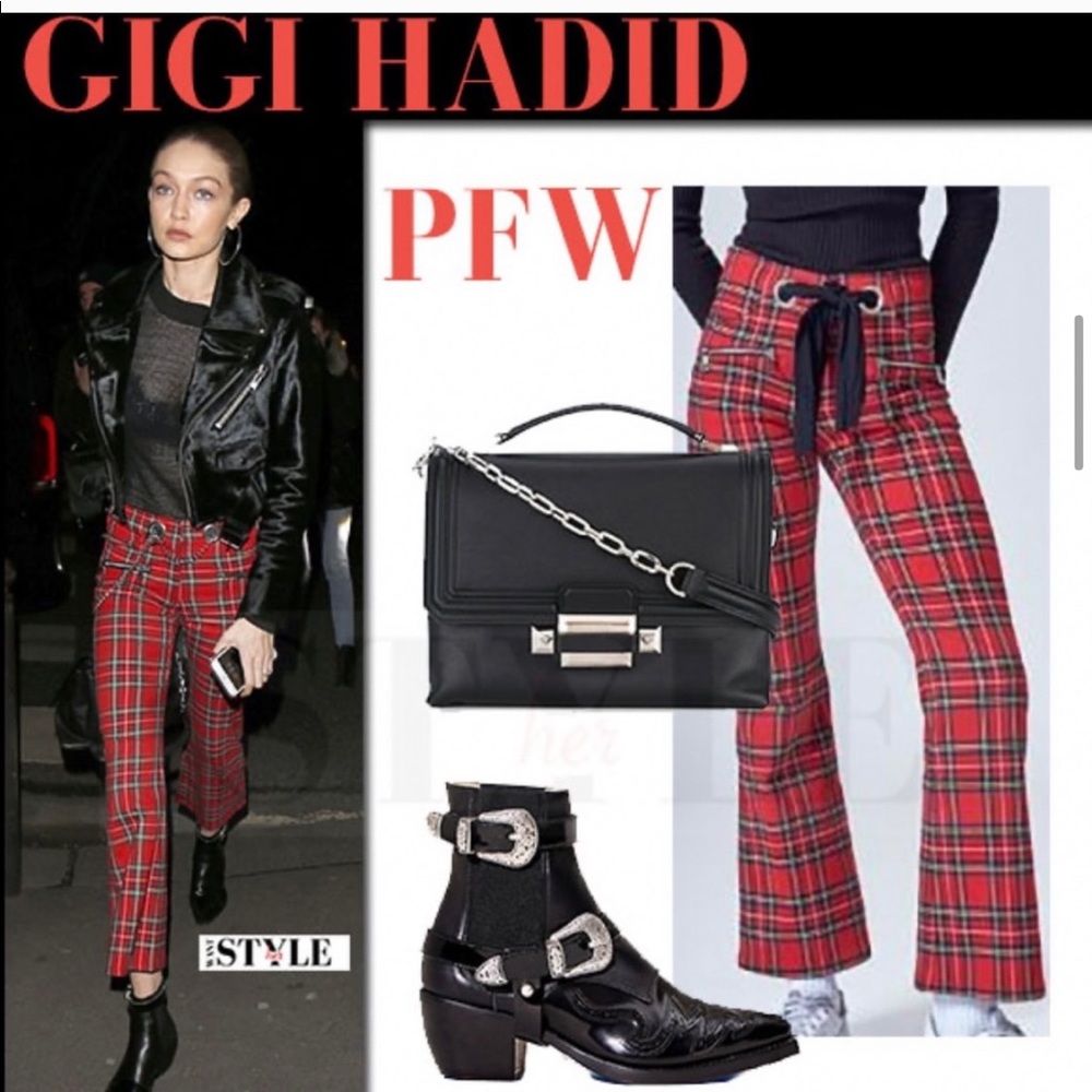 Tommy Hilfiger Plaid Tartan Pants Trousers Red 9
